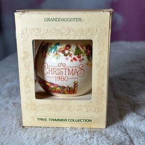 Vintage Hallmark Ornament for Granddaughter Christmas Unbreakable Satin 1980